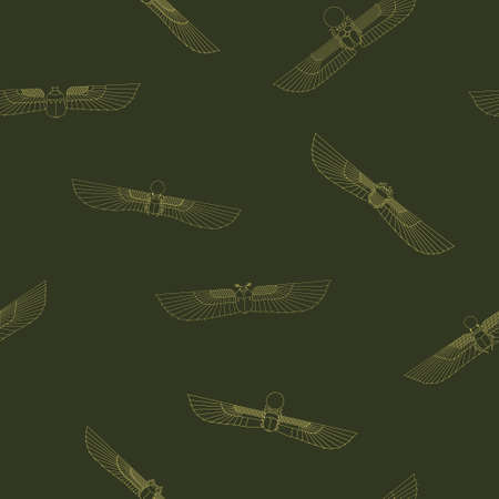 Seamless pattern with ancient egyptian symbol Scarab Winged sun for your projectのイラスト素材