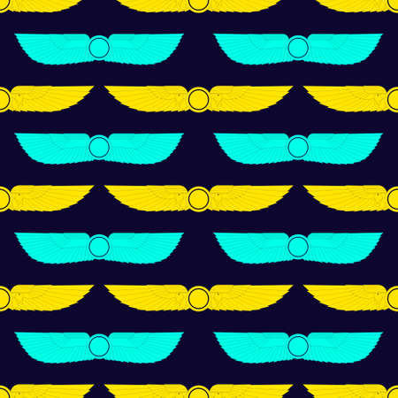 Seamless pattern with ancient egyptian symbol Winged sun for your projectのイラスト素材