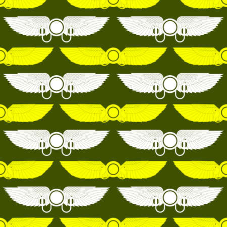 Seamless pattern with ancient egyptian symbol Winged sun for your projectのイラスト素材