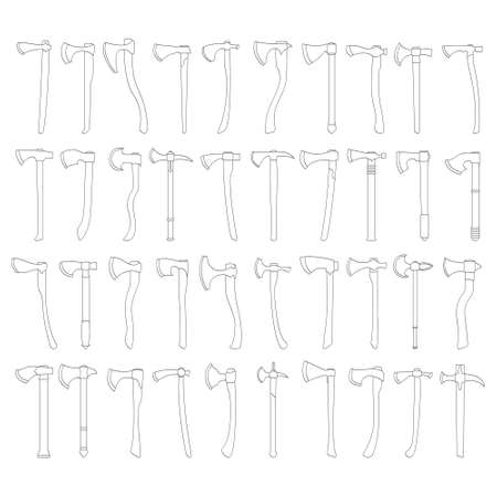 vector monochrome icon set with ancient battle axes for your projectのイラスト素材