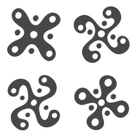 vector monochrome icon set with Ancient Italian sign Camunian rose for your projectのイラスト素材