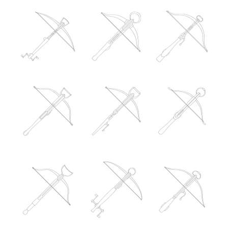 vector monochrome icon set with ancient Crossbows for your projectのイラスト素材