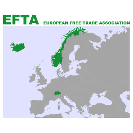 vector map with location of the European Free Trade Association for your projectのイラスト素材