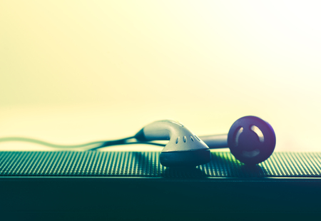 earpiece and speaker photo for music background and music concept