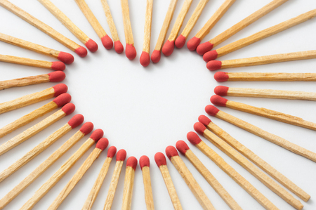 Valentines Day Heart Made of matchの写真素材