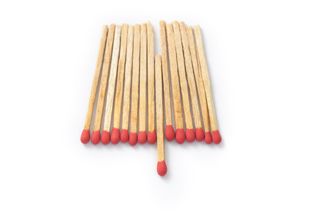 Matches - leadership or inspiration concept  on white backgroundの写真素材
