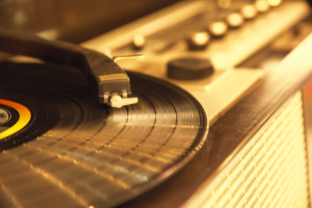 blur record player music backgroundの写真素材