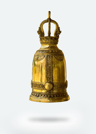 golden Bell isolated on white background with clipping pathの写真素材