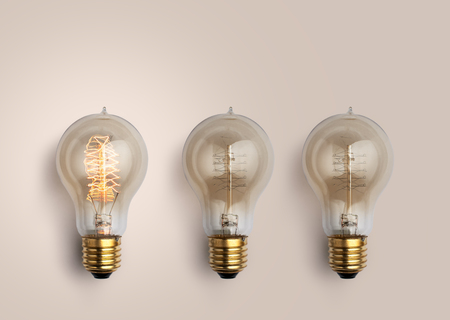 pastel Light bulbs on pastel background, light bulb creative ideas background concept.の写真素材