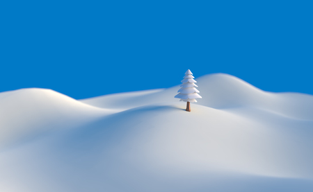 3d illustration winter tree low poly christmas scene background.の写真素材