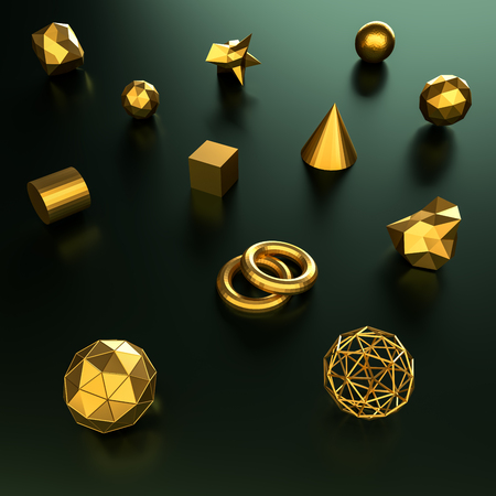 3d rendering geometry gold color background and texture.の写真素材