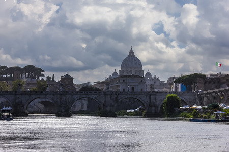 Ponte Vittorio Emanuele II and Vatican View in Rome, Italyの写真素材
