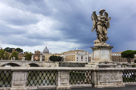 Angel Statue on the Aelian Bridge in Rome, Italyのeditorial素材