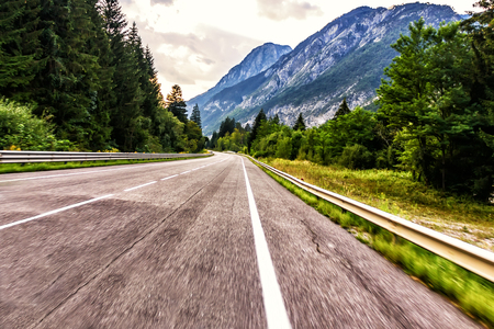 Mountain road in Austia, photo in motionの写真素材