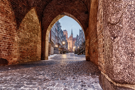 Mariacka Street in Gdansk, view from the Mariacka Gate, Polandの写真素材