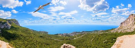 Foros town in Crimea, beautiful summer panorama.の写真素材