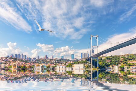 The Bosphorus Bridge and the Ortakoy Mosque, beautiful sea view, Istanbul, Turkeyの写真素材