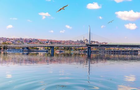 Halic Metro Bridge, beautiful sea view, Istanbulの写真素材