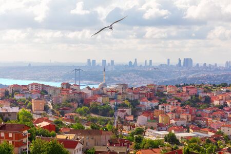 Asian side of Istanbul and the skyscrappers in the background, Turkey.の写真素材
