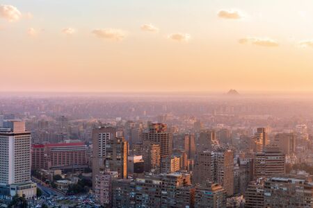 Cairo skyline in the sunset rays, Egypt.の写真素材