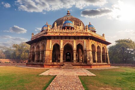 Isa Khan Mausoleum in the Humayuns Tomb complex in Delhi, Indiaの写真素材