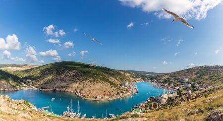 Balaklava Bay, panoramic view of Sevastopol landmark, Crimea.の写真素材