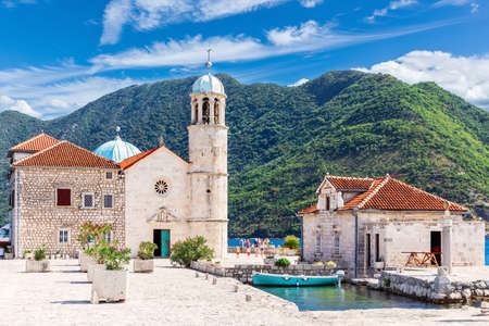 Church of Our Lady of the Rocks near Perast, Kotor Bay, Montenegroの写真素材