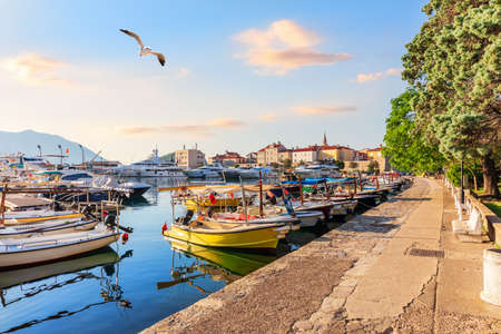 Budva riviera pier and the yachts, Montenegro.の写真素材