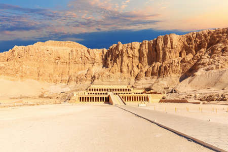 The Djeser-Djeseru or the Mortuary Temple of Hatshepsut, main view, Luxor, Egypt.の写真素材