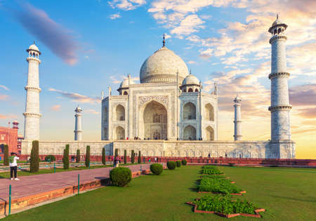 Taj Mahal main facade, beautiful view, Agra, Indiaの写真素材