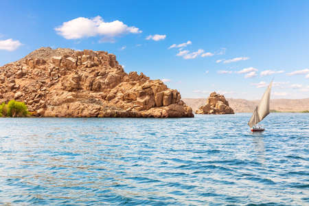 The Nile view, islands in the Lake Nasser, Aswan region, Egypt.の写真素材