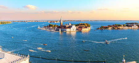 San Giorgio Maggiore Island, view from the top of Basilica San Marco, Venice, Italyの写真素材