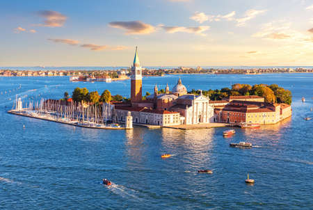San Giorgio Maggiore Island in the lagoon of Venice, Italy.の写真素材