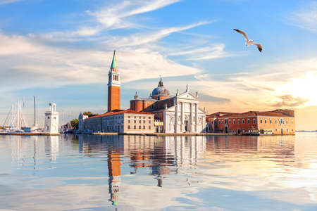 St. George Monastery in the lagoon of Venice, Italyの写真素材