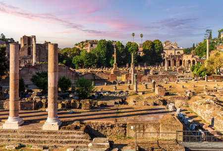 Roman Forum ruins, Temples and Archs, Rome, Italyの写真素材