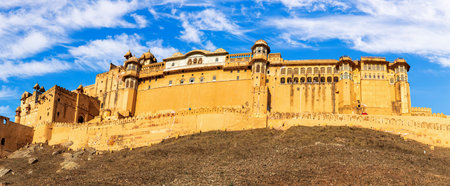 Panorama of Amber Fort, close view, Jaipur, Rajasthan Indiaのeditorial素材