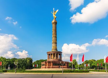 The Victory Column, beautiful view of a famous monument of Berlin, Germany.の写真素材