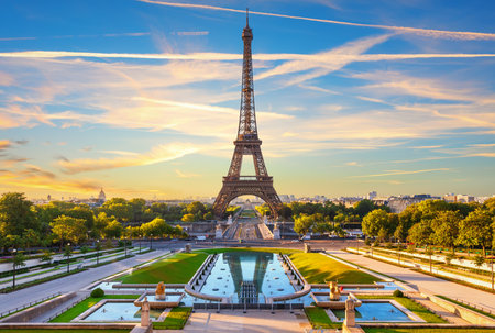 Eiffel Tower beautiful view, famous image of Paris, France.