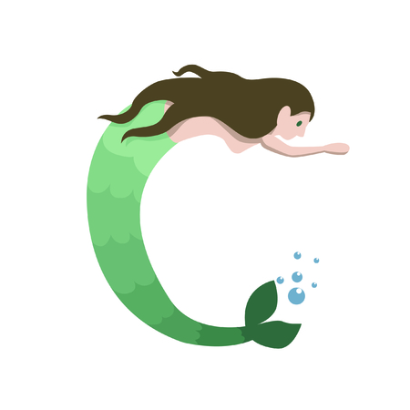 Mermaid on White Backgroundのイラスト素材