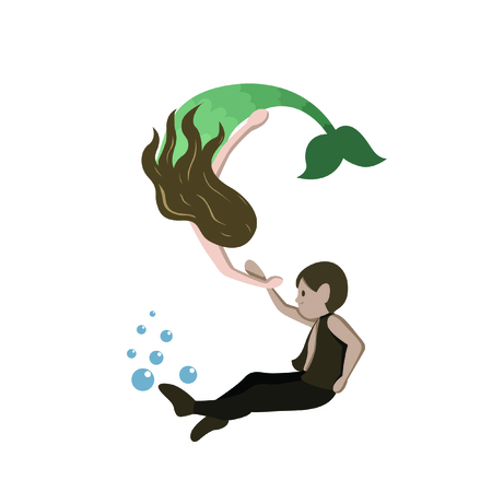 Mermaid on White Backgroundのイラスト素材