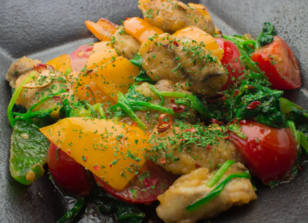 Stir fried oyster tasted peperoncinoの写真素材