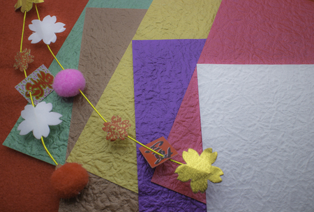 Origami and New Year decorationsの写真素材