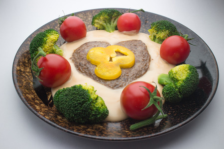 Steak salad of Heartの写真素材