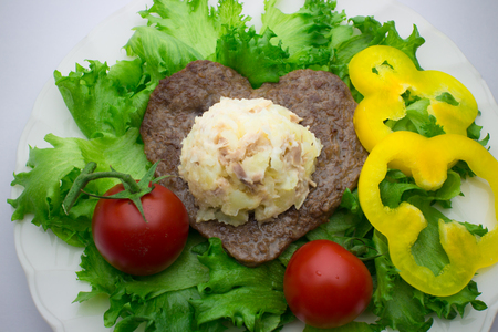 Steak salad of Heartの写真素材