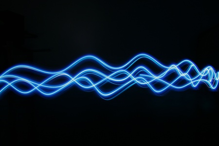 blue lighting waveの写真素材