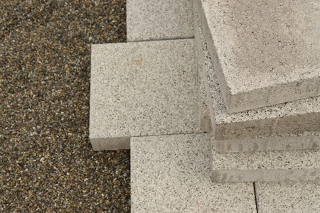 roadworks with cobblestones at a building site..の写真素材