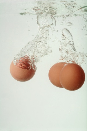 boiling eggs  eggs falling in waterの写真素材