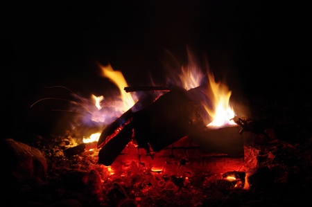 a nice campfire burning outside