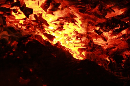 close-up of a big wooden fire