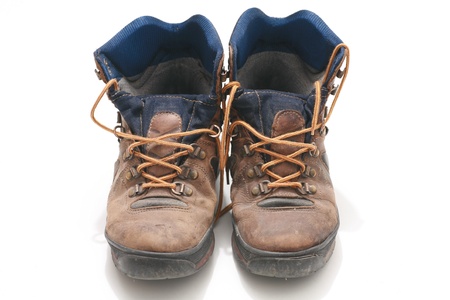 Close-Up of some hiking bootsの写真素材